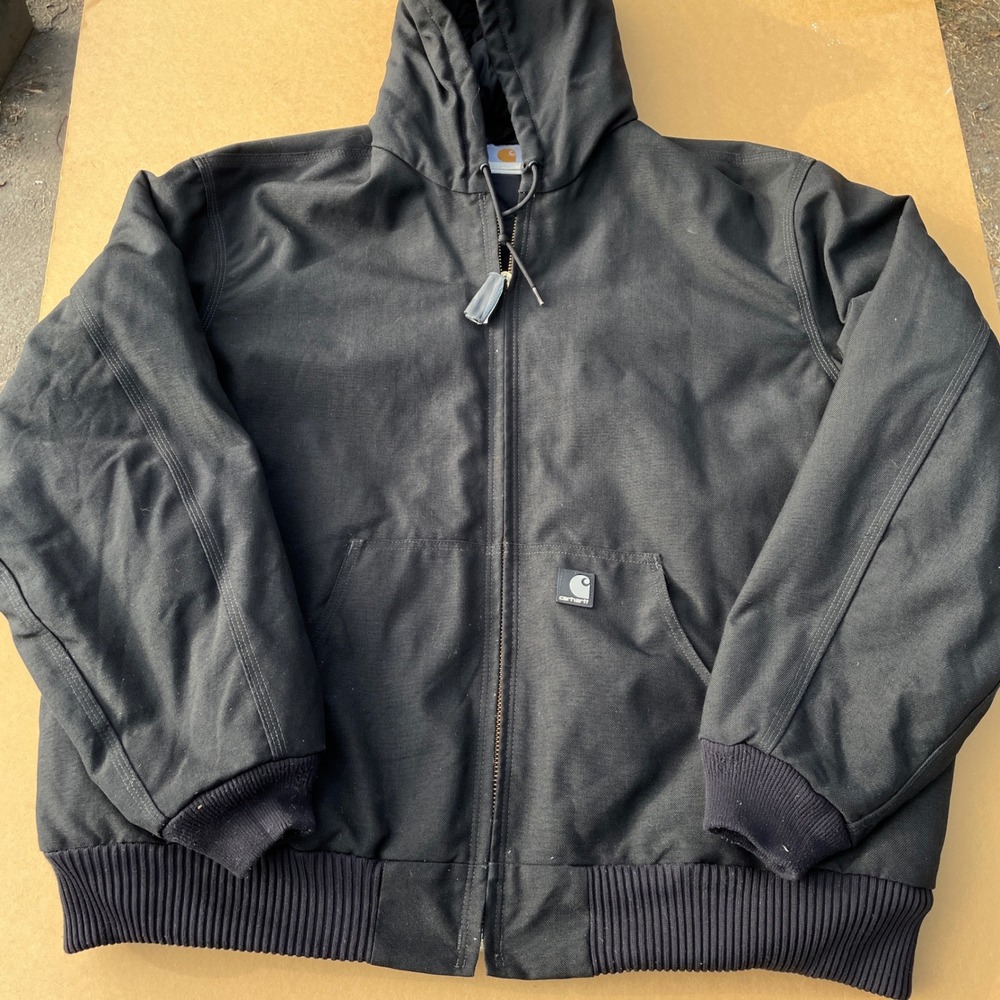 Carhartt J133 BLK Active Jacket Mens 2XL Tall Black Workwear Quilted Lined Hood